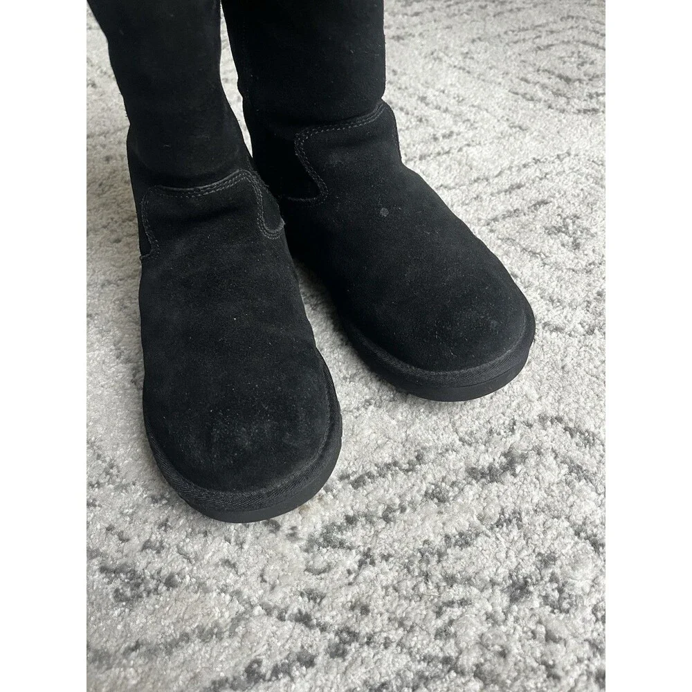 UGG Kids Ultimate Tall Boots Black Suede Shearling Zipper Size 2 Youth S/N 5983